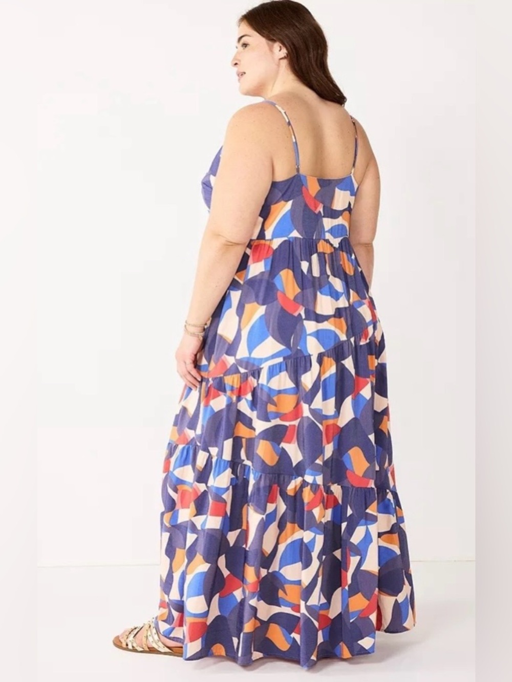 Nine West Multicolor Abstract Print Maxi Dress